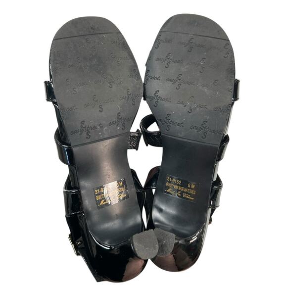 Easy Street Black Patent Leather Como Open Toe Strappy Heeled Sandal Womens 6 - Picture 6 of 8
